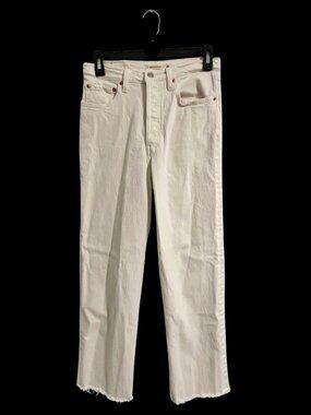 Levi’s Premium Ribcage Straight Ankle High Rise Cream Jeans W28 L27
